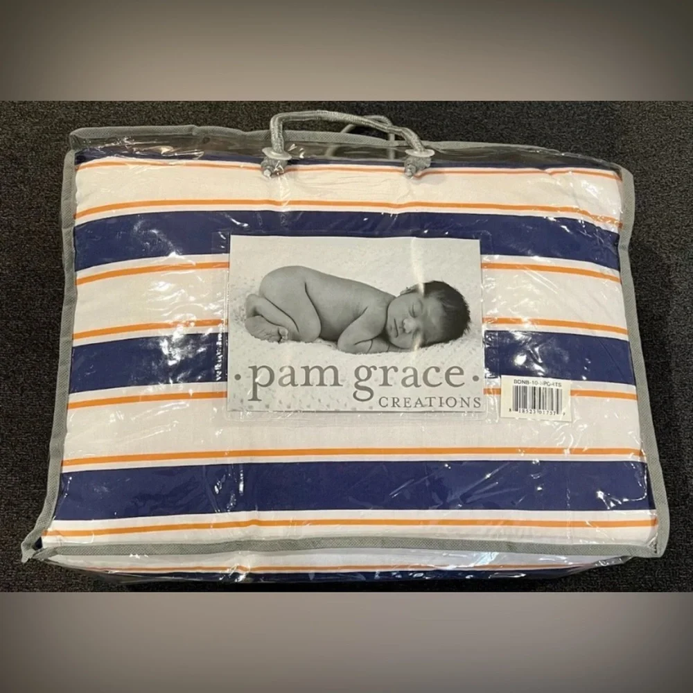 10 piece orange and blue baby bedding set Pam Grace NIP